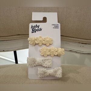 🦢Baby Girl Cream and White Crocheted Hair Clips Set Oshkosh NWT
